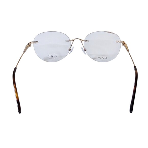 Pure Airlock Caliber 204 710 Titanium Eyeglasses Frame Gold Rimless 51-18 145 - Picture 4 of 16